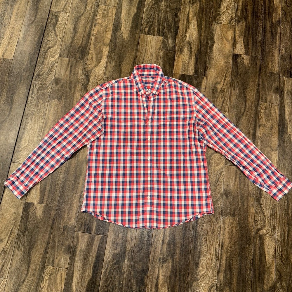 J.CREW Men's Lightweight Plaid Button-Up Shirt Size‎ X-Large 100% Cotton
